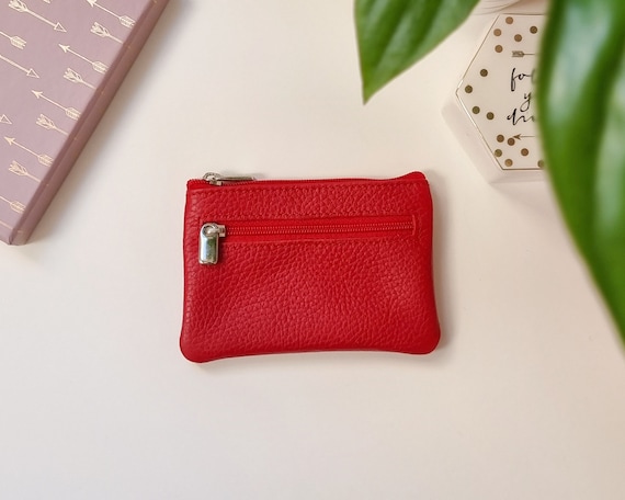 Small Leather Coin Purse With Zipper, Zipper Pouch With