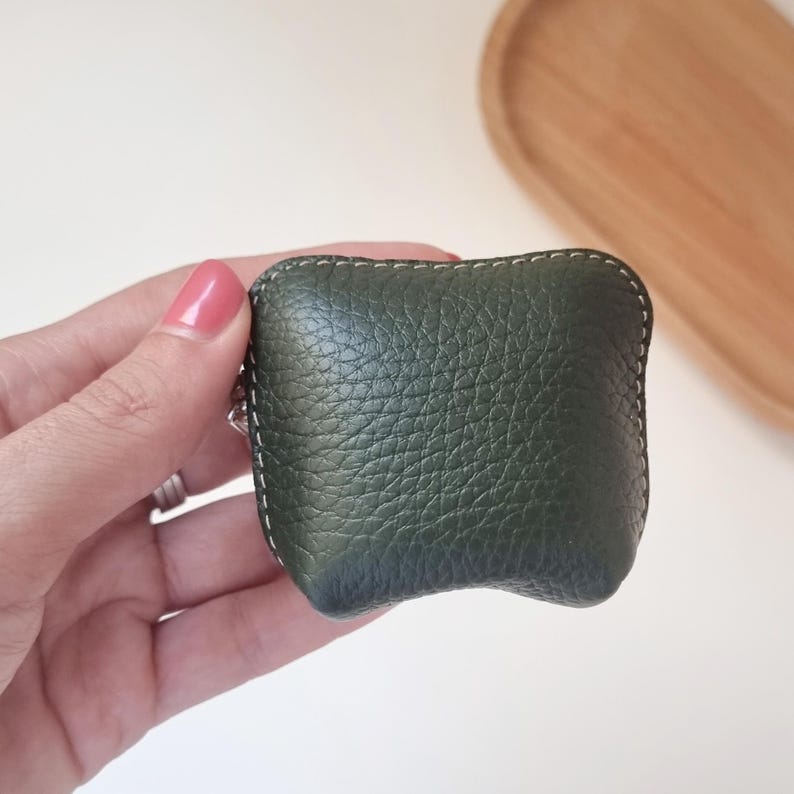 Dark green AirPods leather case