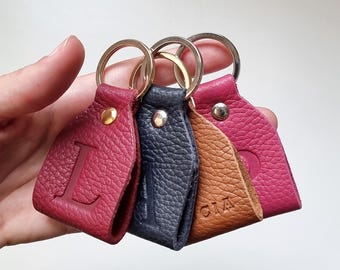 Personalized Leather Keychain, Handmade Keychain With Full Grain Leather. Multiple Options To Customize.