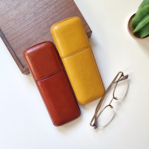 Leather eyeglass case, Glasses case hard, Leather glasses case for gift, Eyeglass case soft, Leather glasses holder for men and women image 3