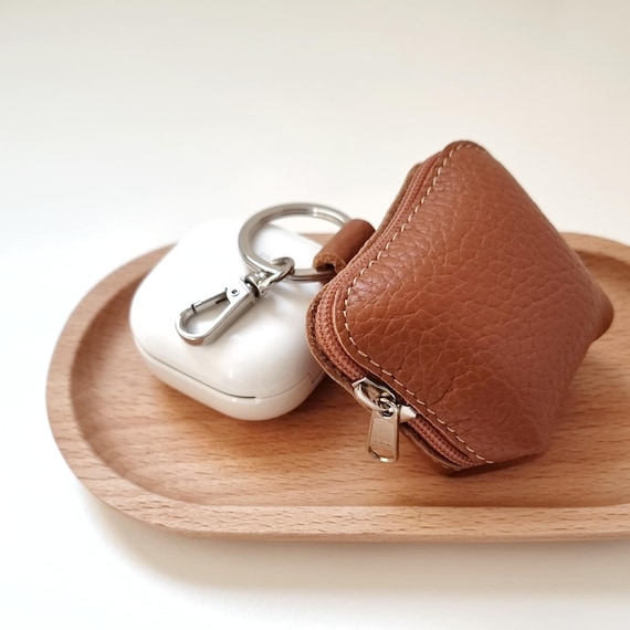 AirPod Case Leather Bag Charm Personalized Leather Purse Charm Small Leather Pouch for AirPods