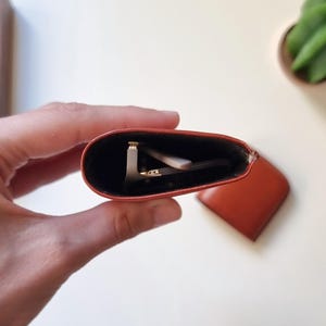 Leather eyeglass case, Glasses case, Leather glasses holder, Leather sunglass case for women and men, Hard eyeglasses case. image 4