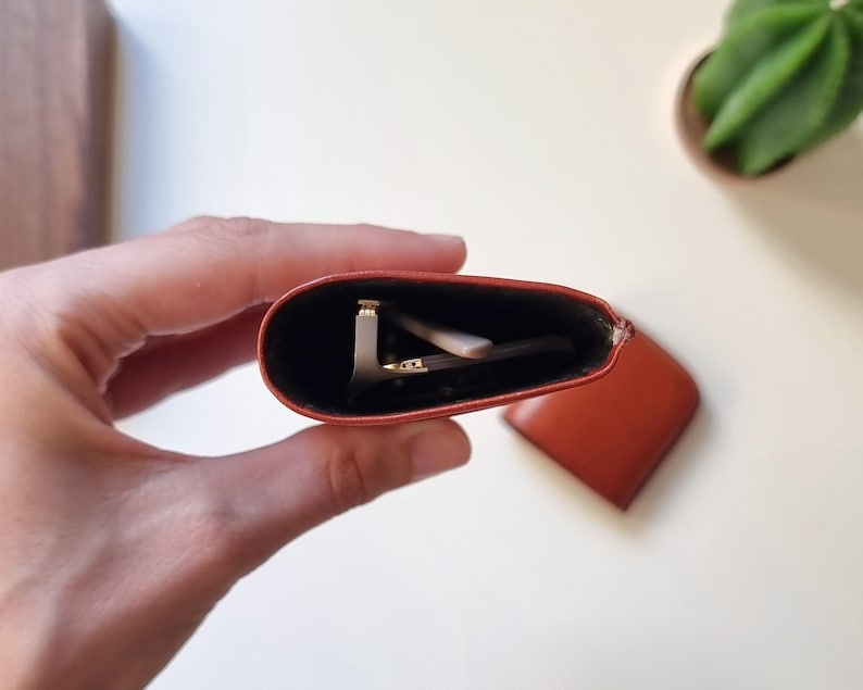 Leather eyeglass case, Glasses case, Leather glasses holder, Leather sunglass case for women and men, Hard eyeglasses case. image 4