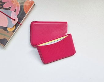 Slim card sleeve for women, Minimalist leather card holder, Personalized leather card sleeve perfect as a gift, Leather card wallet.