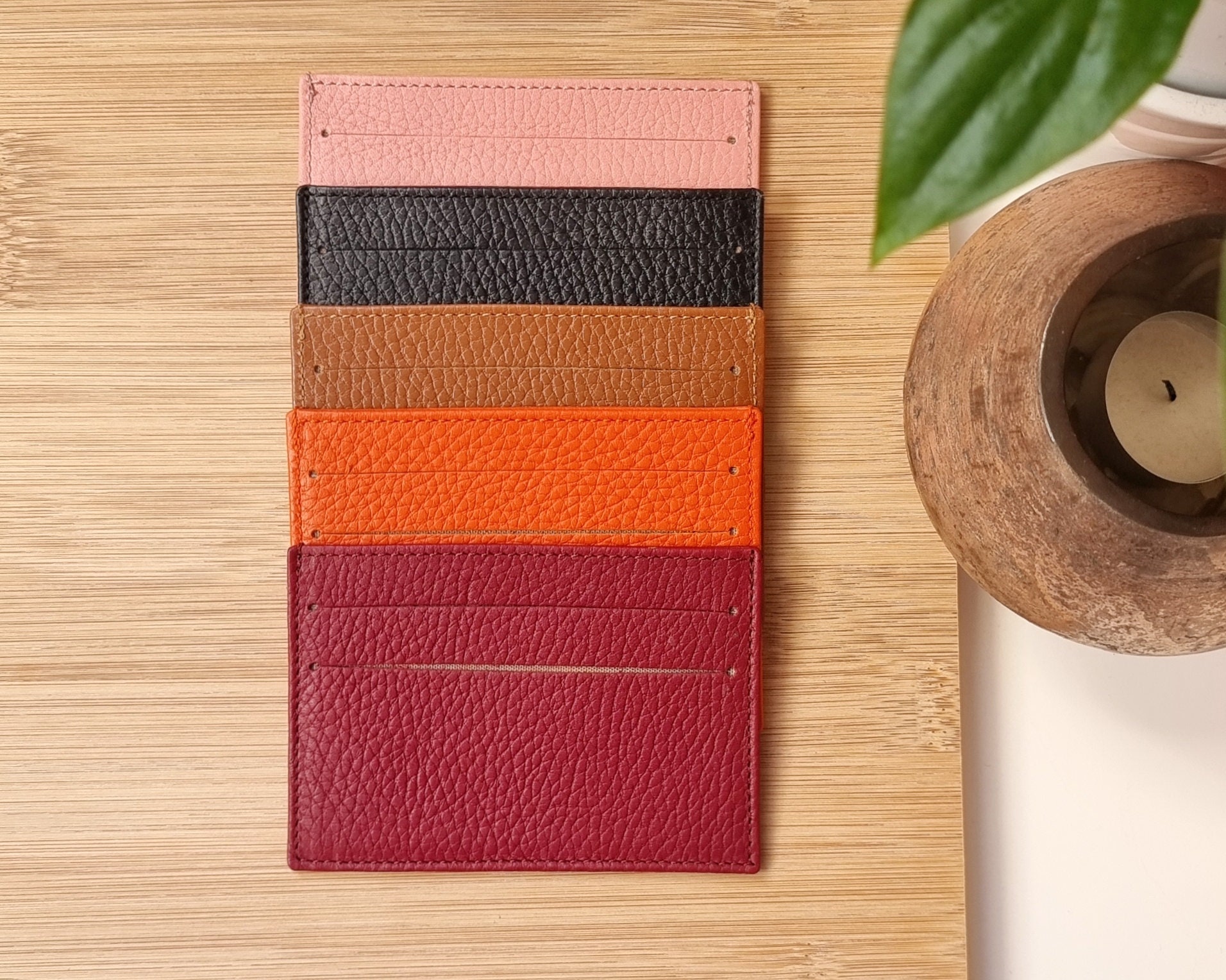 Small Leather Card Holder for Women Personalized Genuine Etsy