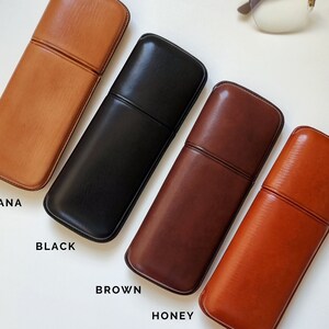 Glasses case hard, Leather eyeglass case perfect for gift, Leather glasses case for women and men, Minimalist leather glasses holder image 9