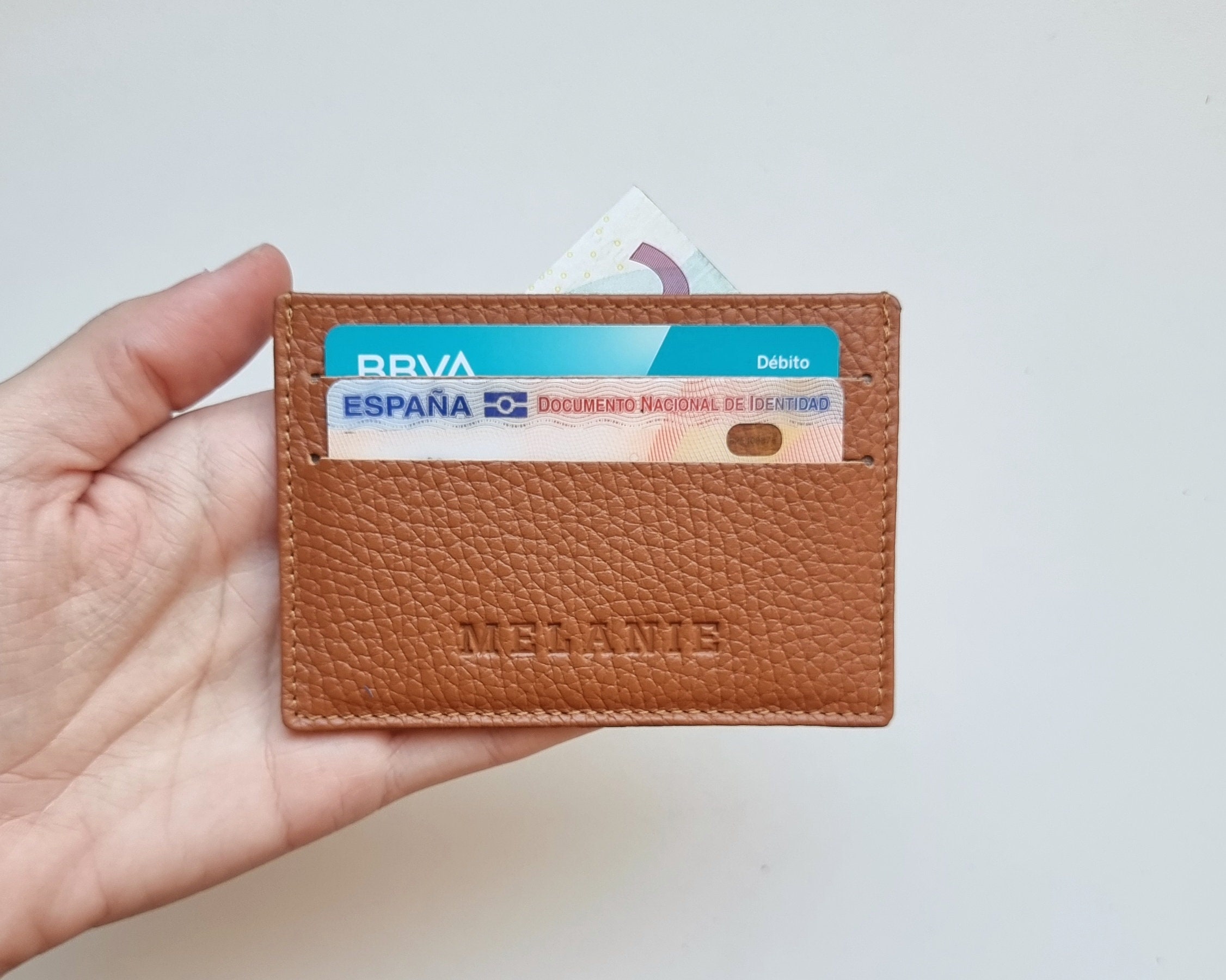 Small Leather Card Holder for Women Personalized Genuine Etsy