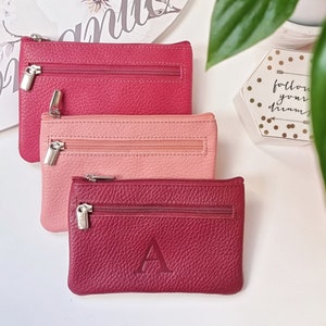 Cartera de piel para mujer con cremallera, Monedero de piel personalizado, Regalo de piel para ella, Cartera grande personalizada para ella.