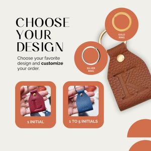 Customize your leather keyring. Choose your letter and personalization style.