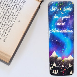 It's Time For Your Next Adventure Northern Lights Bookmark, Holographic Bookmark, Customized Bookmark