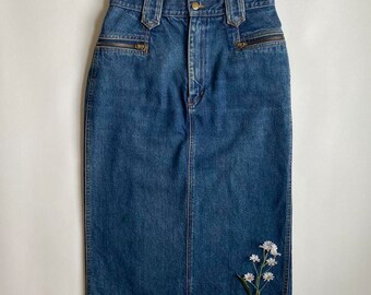 Vintage denim midi skirt