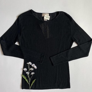 Vintage long sleeve black knit top