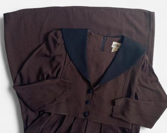 Vintage brown & black long sleeve dress