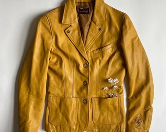 Vintage mustard yellow leather jacket