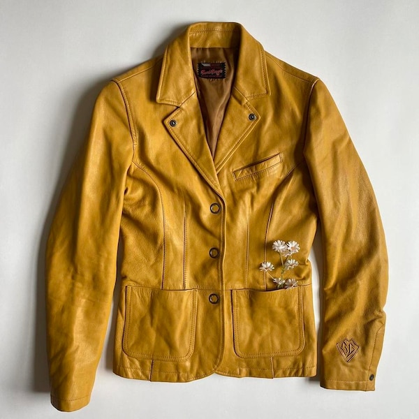 Vintage mustard yellow leather jacket