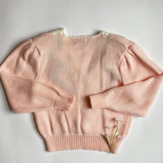 Vintage pastel pink beaded sweater - image 2
