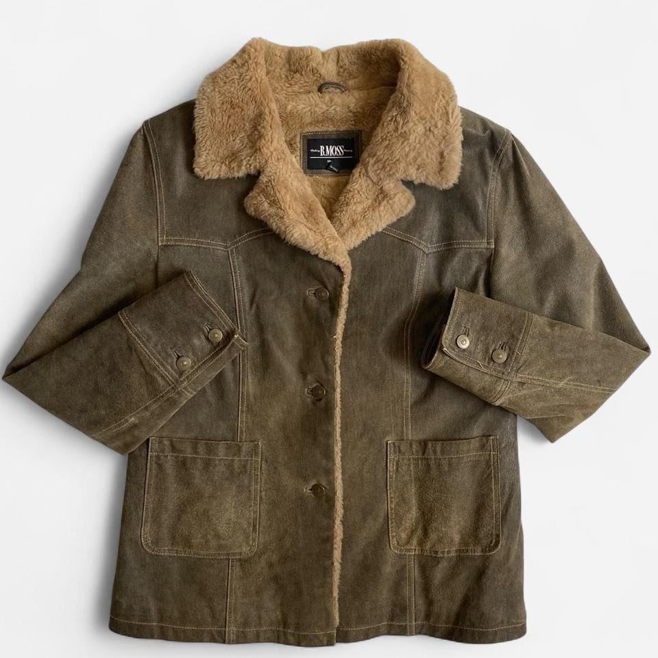 Leather Fur Jacket Y2k - Etsy