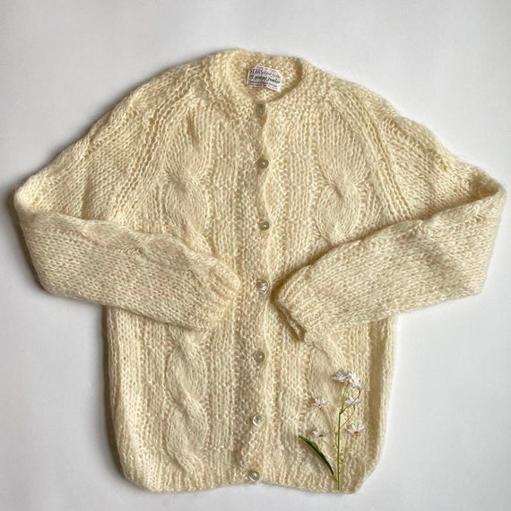 Vintage cable knit wool cardigan - image 1