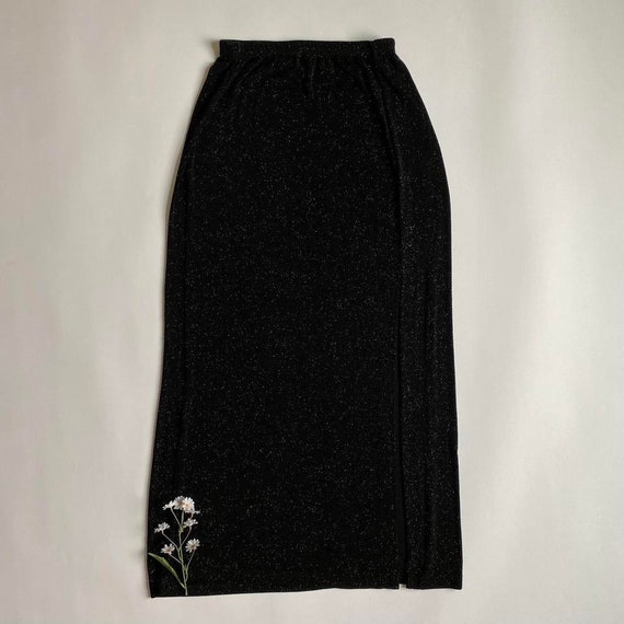 Vintage slinky sparkly black maxi skirt - image 2