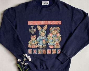 Vintage navy teddy bear sweatshirt