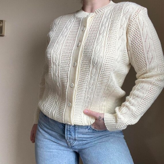 Vintage cream cardigan - image 7