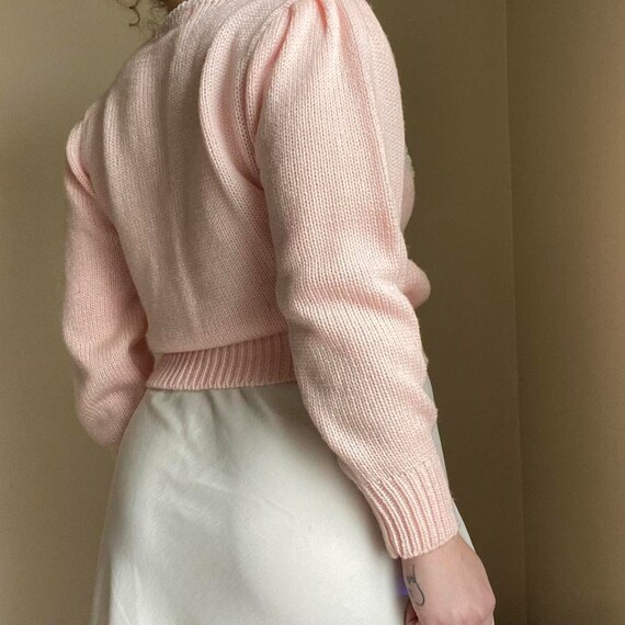 Vintage pastel pink beaded sweater - image 8