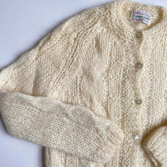 Vintage cable knit wool cardigan - image 3