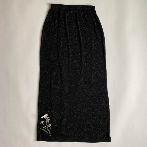 Vintage slinky sparkly black maxi skirt - image 3