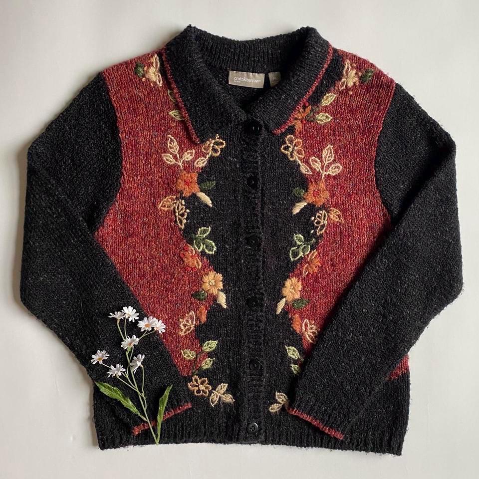 Vintage flower cardigan (grey,yellow,brown)