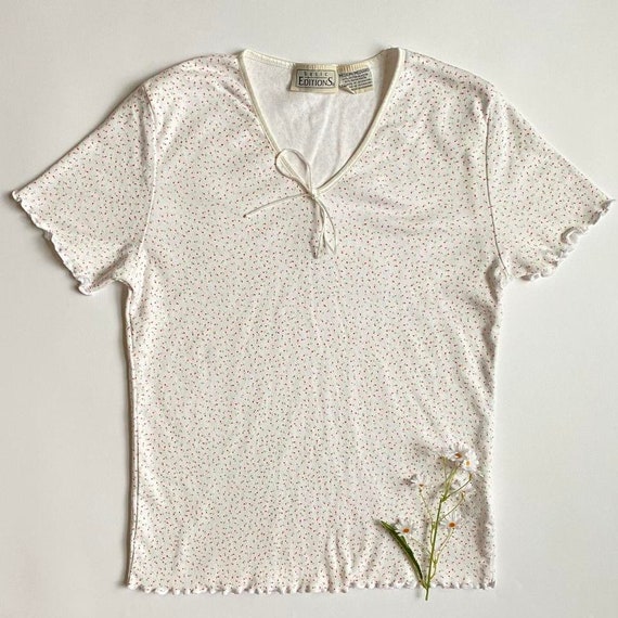 Vintage white ditsy floral top