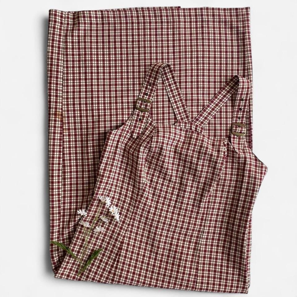 fitted lace wedding dress Unique Vintage Plus Size Red Plaid Wide Leg Overalls