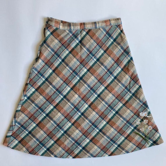 Vintage plaid A line skirt - image 2