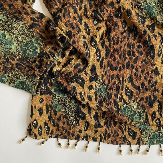 Vintage Y2K sparkly leopard floral blouse - image 4