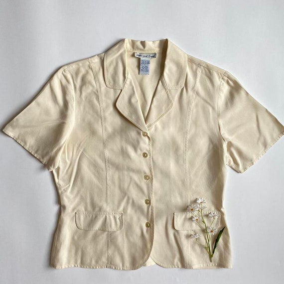 Printed Classic Silk Shirt Beige main image 1