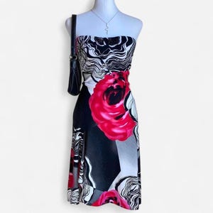 Vintage Y2K floral print strapless midi dress