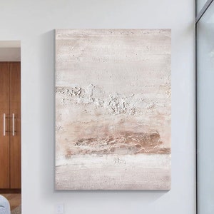 Textured abstract original oil painting, peaceful brown white ocean  seascape painting on canvas, Lounge wall art, Wall decor, Gallery wrap