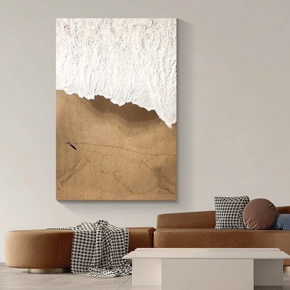 Lounge Wall Art Brown Abstract Painting Wall Decor Beach Etsy