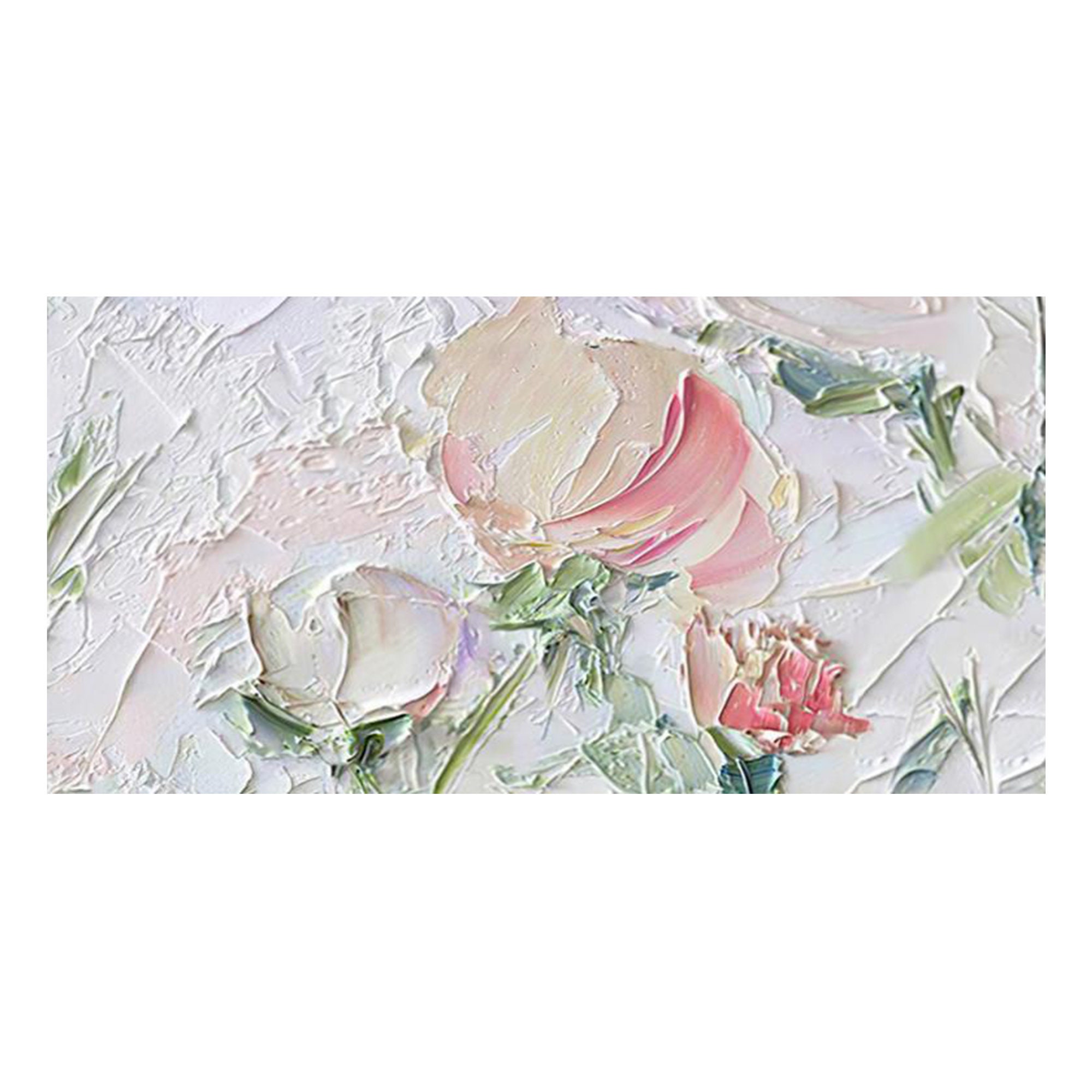 Large Abstract Textured Flower Painting, Pink White Floral Wall Art - Etsy