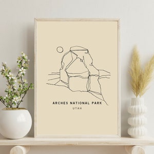 ARCHES NATIONAL PARK Fine Line Delicate Hand Drawn Print