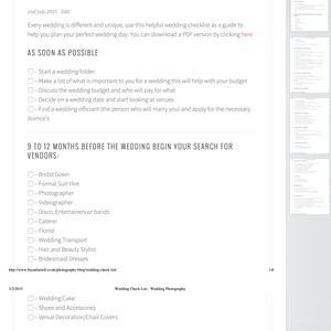 Wedding Planning Checklist