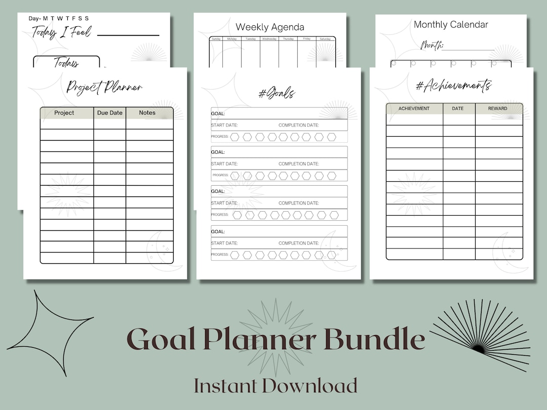 Goal Planner Bundle / Achievement Planner/ Productivity Planner/ Daily ...