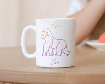 Ape Zen Mug - GME DFV, Tasse à café drôle de bourse, Tasse de gorille, Cadeau de day trader, Tasse d'investisseur, Cadeau d'investisseur drôle, Gamestop, RK, Kg