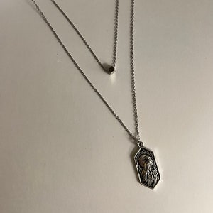 Witchy Goth Raven Layered Necklace, Dainty Stylish Goth Necklace, Trendy Edgy Esoteric Necklace, Silver Emo Necklace
