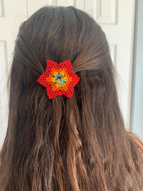 Beaded flower hair clips deals