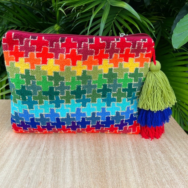 Colorful Laptop Sleeve, Rainbow  iPad/Table Sleeve Cover, Vibrant Handmade Laptop Cover, Unique handmade Bag, Handwoven Clutch  Bag