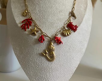 Elegant Mermaidcore Charm Necklace: Stainless Steel Ocean Chic Necklace