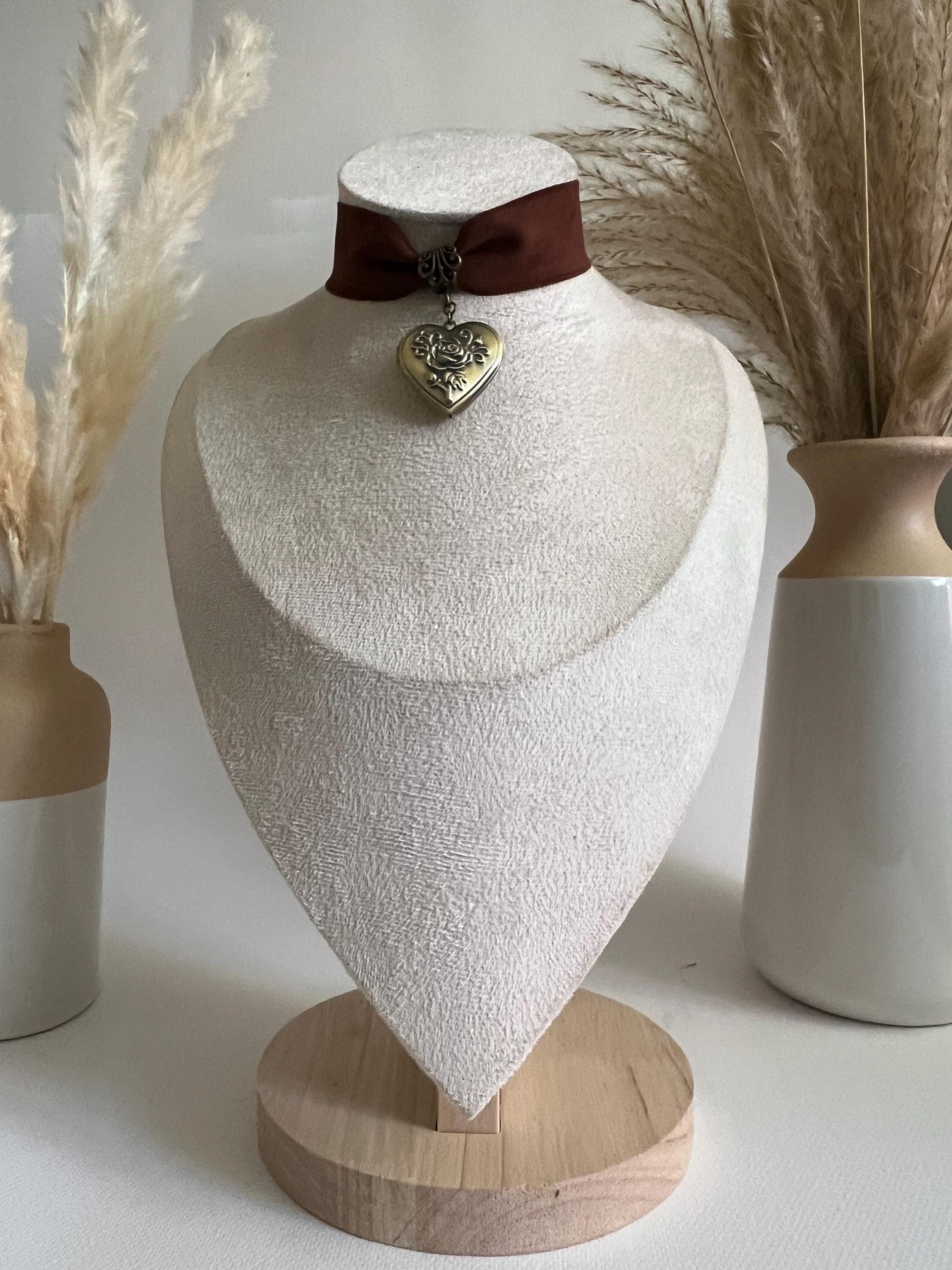 Moody Victorian-inspired Locket Choker: Handmade Suede Pendant Choker ...