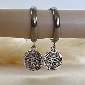 Ancient Egyptian Earrings: Scarab, Eye of Horus, Hieroglyphic Hoops