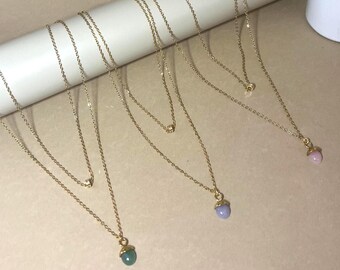 Natural Stone Delicate Pendant Layered Necklace - Elegant Boho Chic Necklace