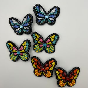 Colorful & Flirty Beaded Embroidery Butterfly, Cute Statement Butterfly Earrings, Cute Boho Chic Dangle Earrings, Trendy Bead Drop Earrings